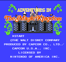 Adventures in the Magic Kingdom title screen for NES